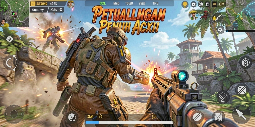 Screenshot utama 33L menunjukkan aksi seru dalam gameplay TPS.