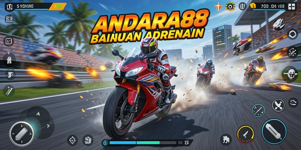 Tampilan gameplay balapan motor yang mendebarkan di ANDARA88.
