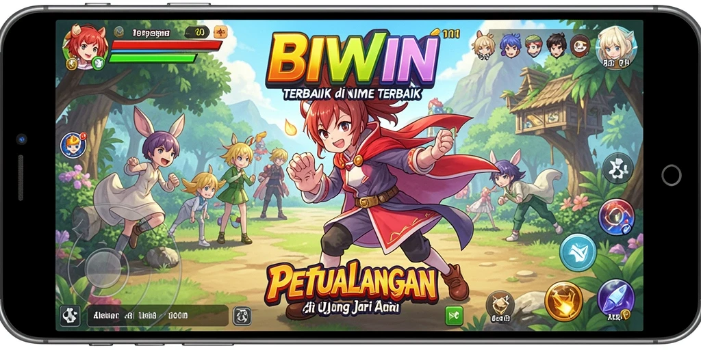 Tampilan gameplay BIWIN yang penuh warna dan menarik.