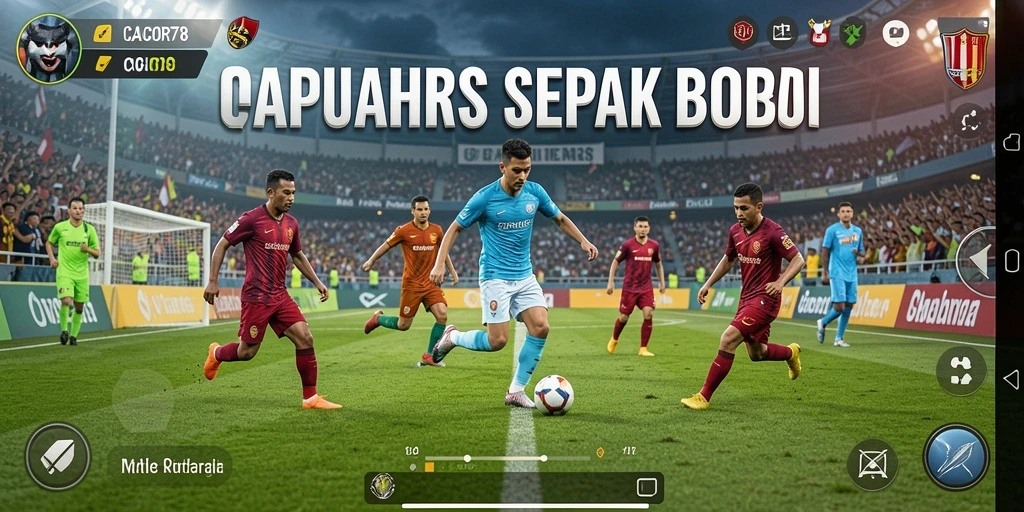 Tangkapan layar utama CACOR78 menampilkan aksi thrilling di lapangan sepak bola.