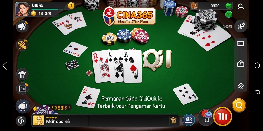 Tampilan gameplay seru QiuQiu di CINA365 dengan kartu menarik.