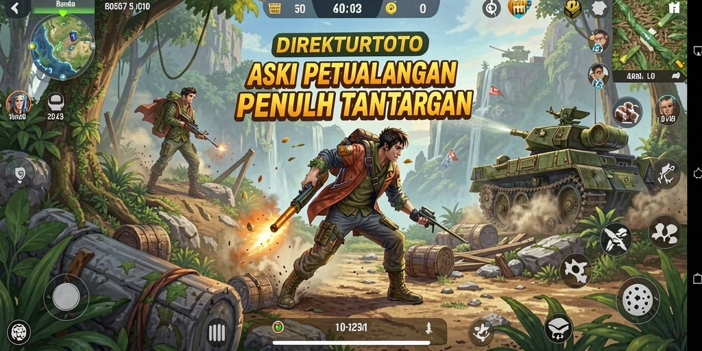 Screenshot utama menunjukkan aksi mendebarkan di dalam game.