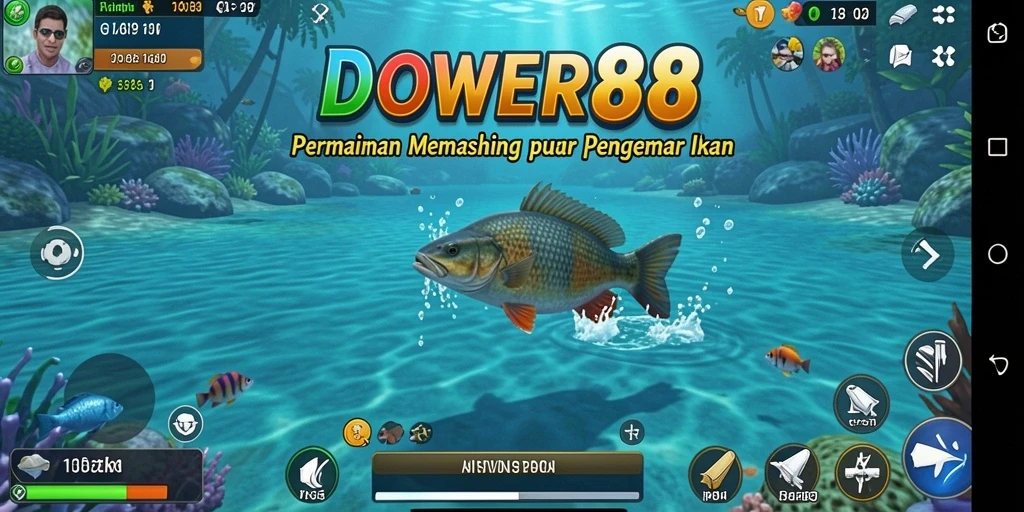 Tampilan screenshot DOWER88 menampilkan momen menangkap ikan yang mendebarkan.