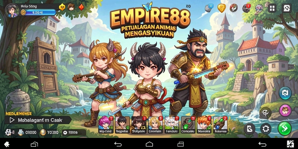 Tampilan gameplay menarik dari EMPIRE88 dengan karakter anime yang hidup.