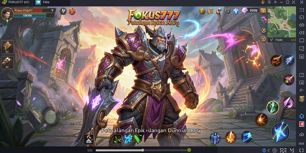 Tangkapan layar utama gameplay FOKUS777 yang menampilkan pertempuran seru.