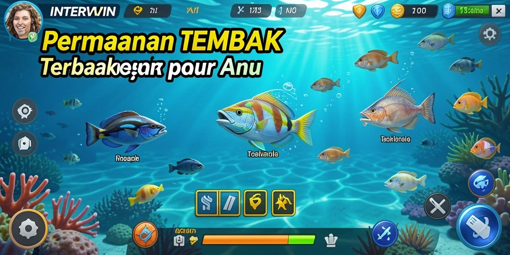 Tampilan gameplay INTERWIN yang seru menembak ikan di lautan.