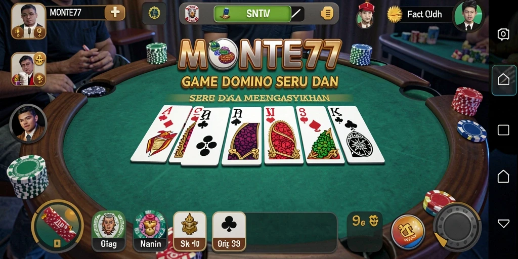 Tampilan gameplay seru dari MONTE77 dengan berbagai jenis permainan Domino.