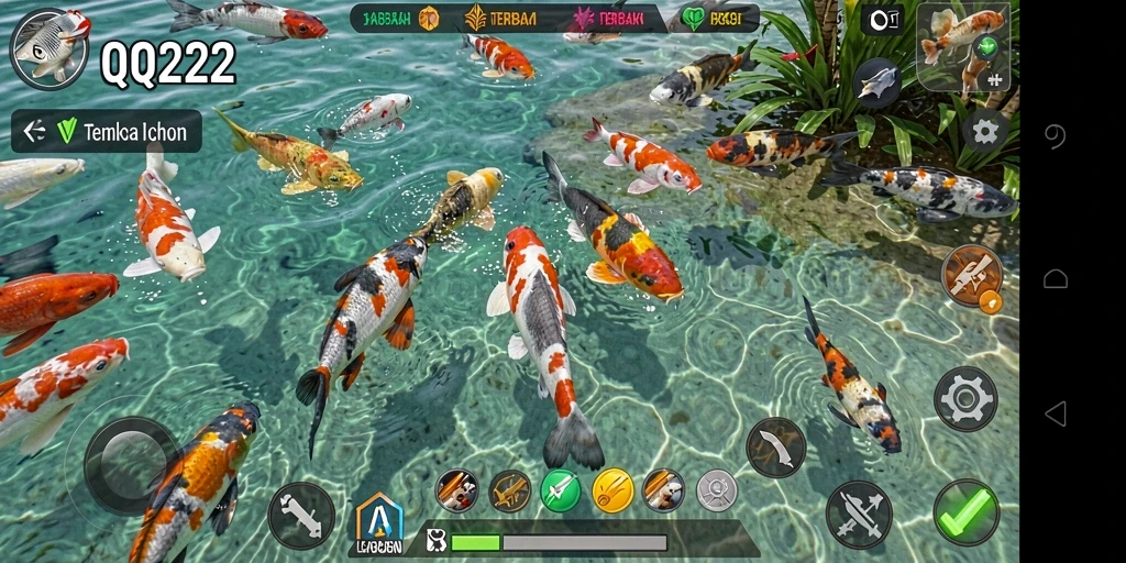 Screenshot gameplay QQ222 dengan aksi tembak ikan yang seru.