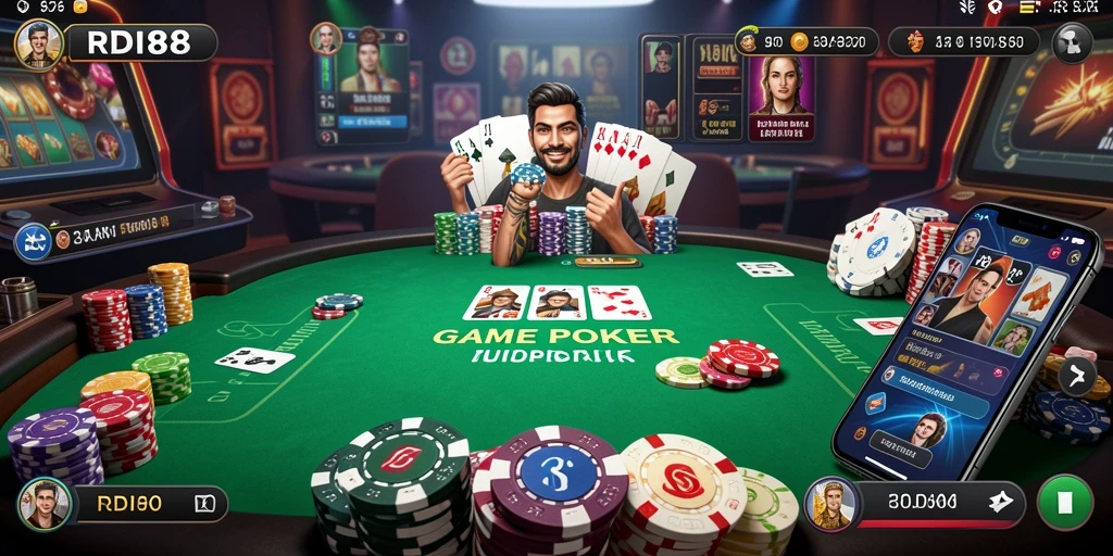 Tampilan gameplay Poker yang seru dan menegangkan di RDI88.