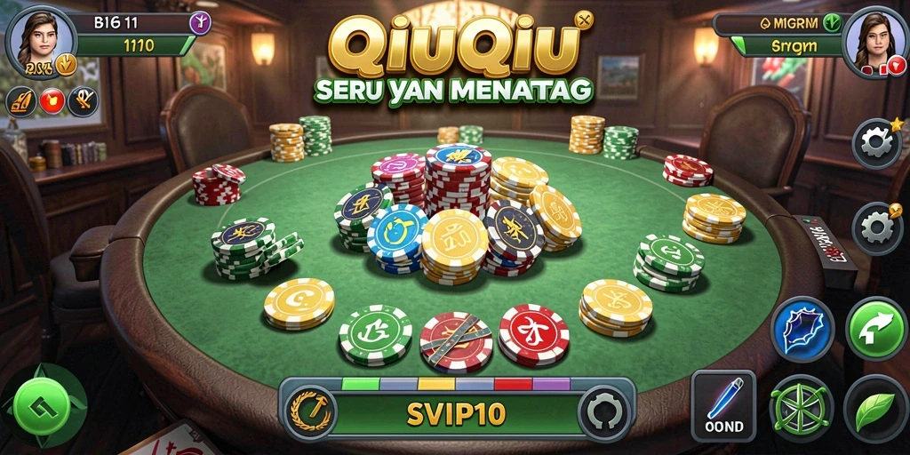 Screenshot gameplay SVIP10 menampilkan serunya bermain QiuQiu.