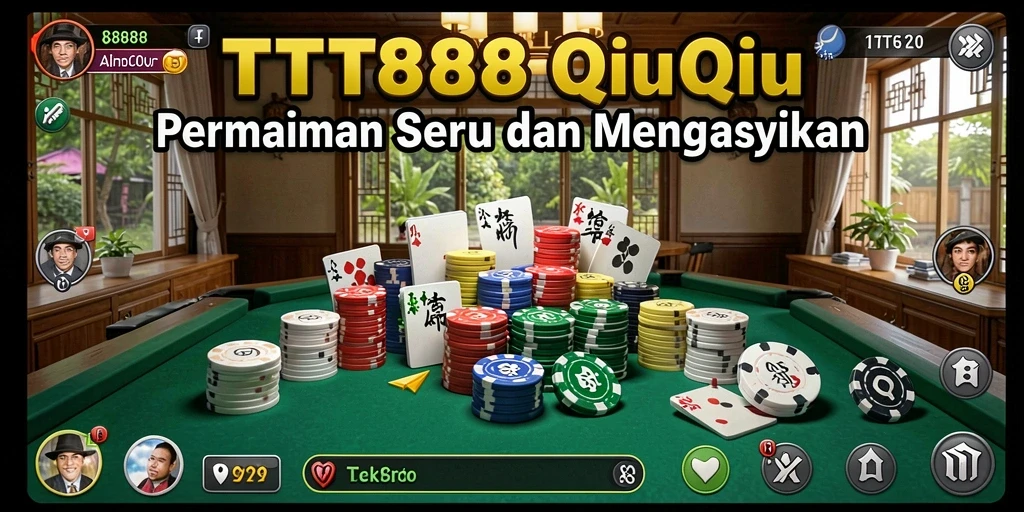 Screenshot gameplay TTT888 menampilkan suasana QiuQiu yang seru.